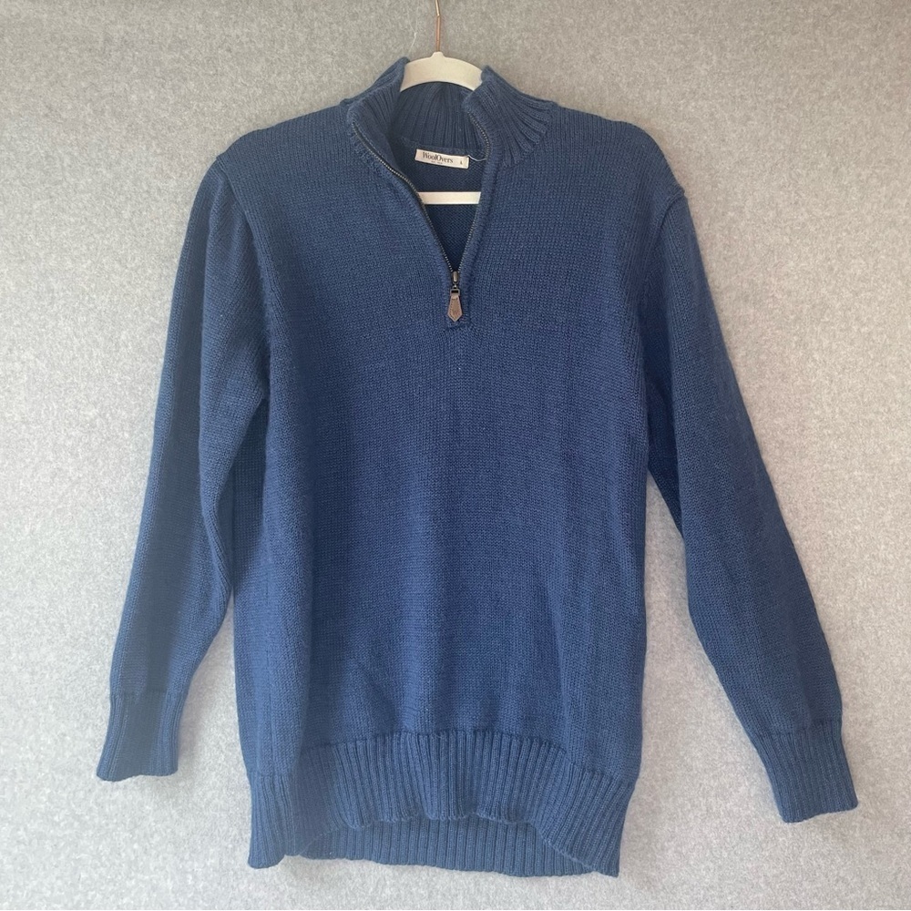 WoolOvers Blue Zip Neck Sweater Large